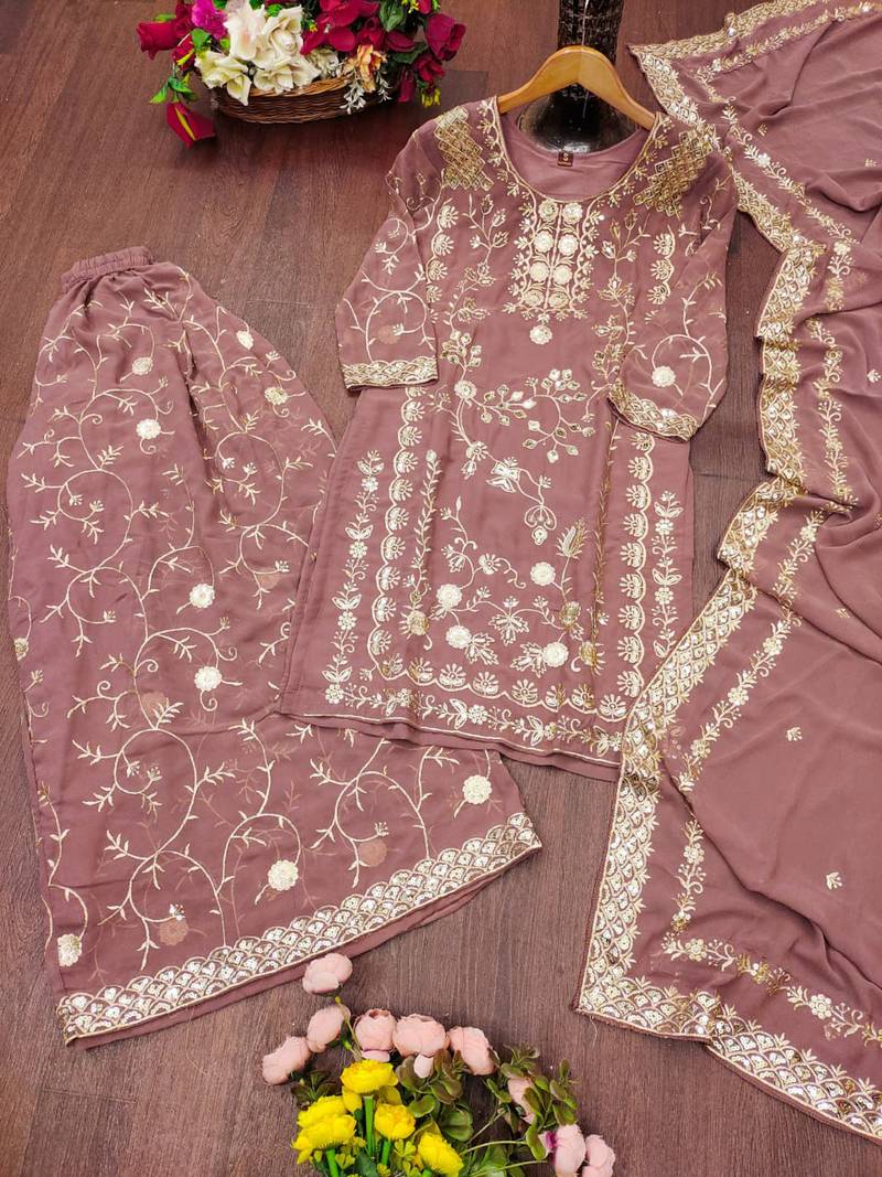 rose georgette festive kurta set