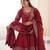 maroon roman silk festive kurta set