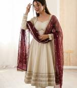 cream silk festive kurta set