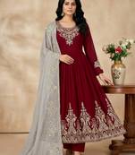 maroon georgette festive kurta set
