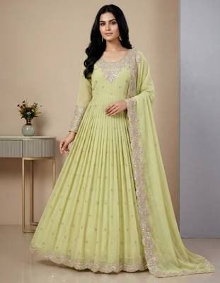 light-pear georgette festive kurta set 1