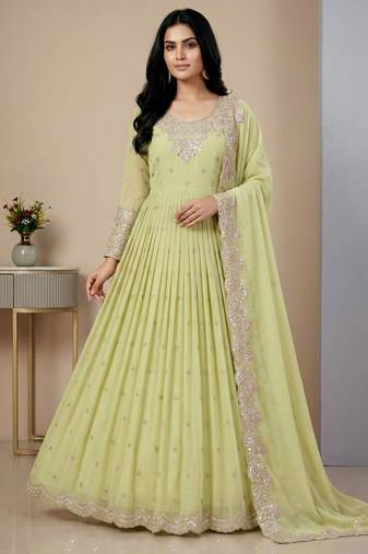 light-pear georgette festive kurta set