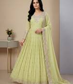 light-pear georgette festive kurta set