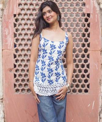 Floral Top with Schiffli Lace 1