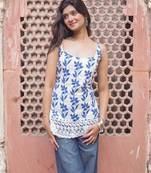 Floral Top with Schiffli Lace