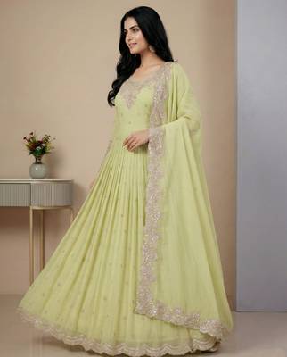 light-pear georgette festive kurta set 2