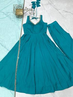 blue chanderi silk festive kurta set 4