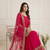 rani-pink faux georgette festive kurta set