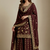 brown chinon festive kurta set