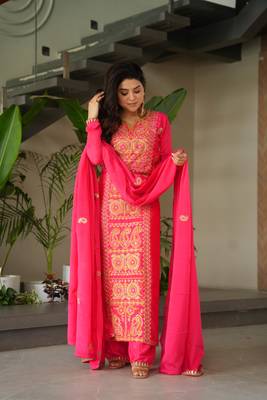 pink chinon festive kurta set 2