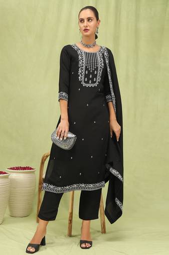 black viscose festive kurta set