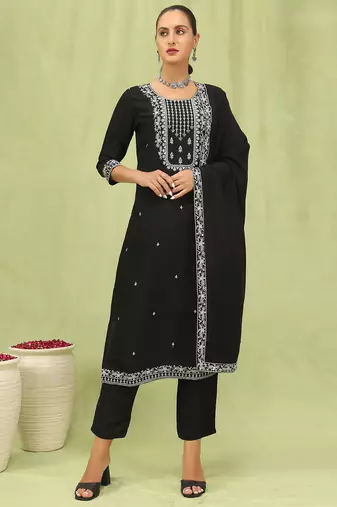 black viscose festive kurta set