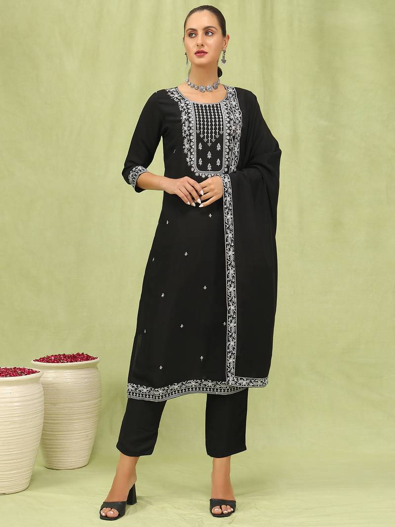 black viscose festive kurta set