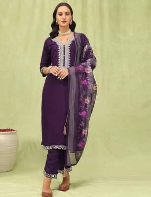 purple viscose festive kurta set 1