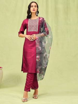 pink silk blend festive kurta set 1