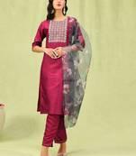 pink silk blend festive kurta set