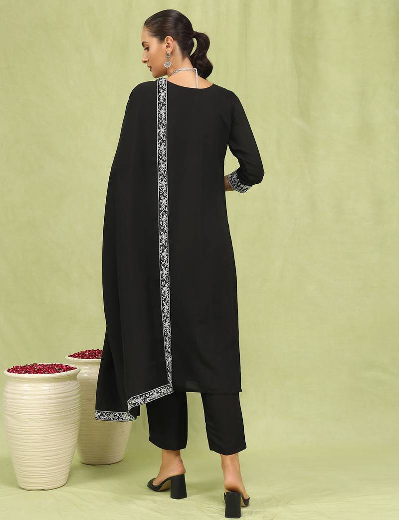 black viscose festive kurta set