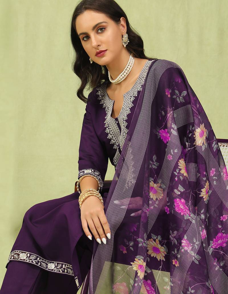 purple viscose festive kurta set