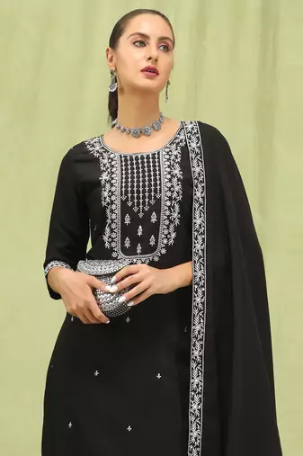 black viscose festive kurta set