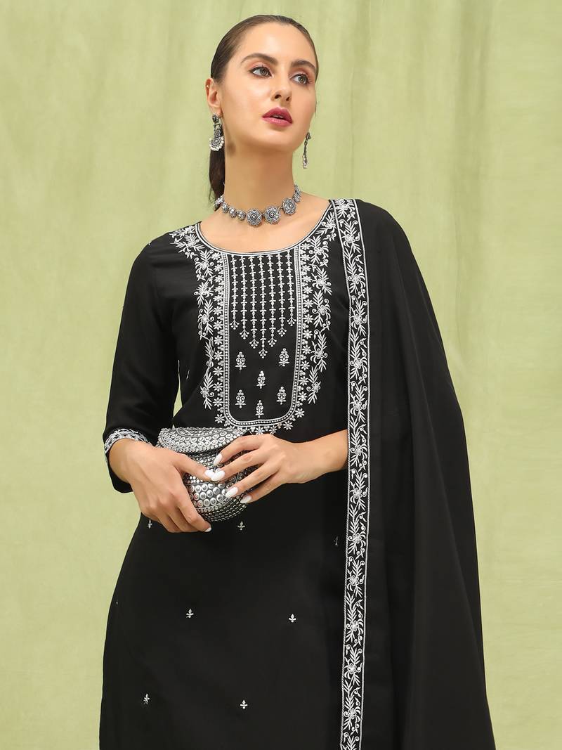 black viscose festive kurta set