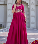 pink crepe festive wear anarkali