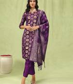 purple cotton silk festive kurta set