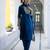 teal-blue silk blend festive kurta set