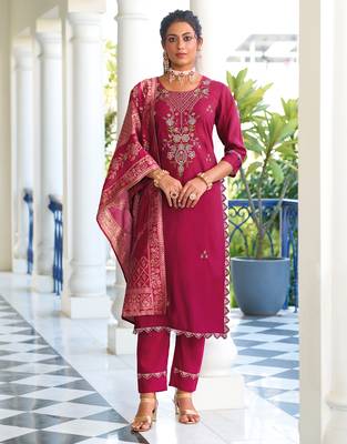 pink viscose silk festive kurta set 1