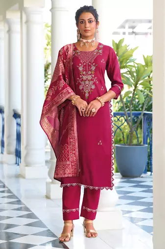 pink viscose silk festive kurta set