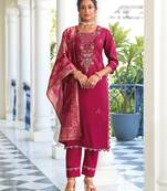 pink viscose silk festive kurta set