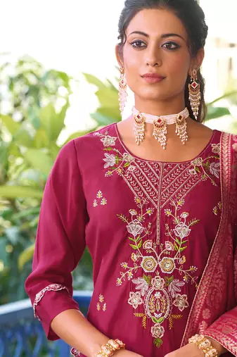 pink viscose silk festive kurta set