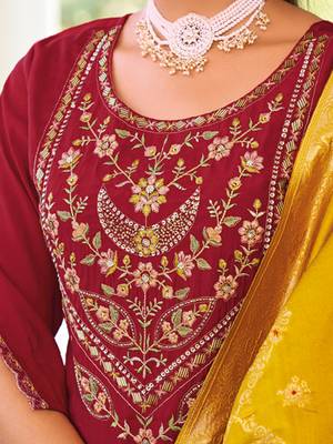maroon viscose silk festive kurta set 4