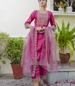 pink silk blend festive kurta set