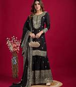 black chinon festive kurta set