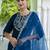 teal-blue silk blend festive kurta set