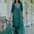 green silk blend festive kurta set