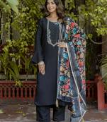 black viscose festive kurta set