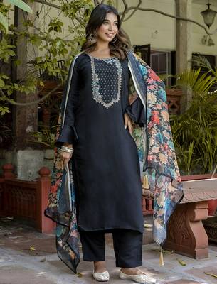 black viscose festive kurta set 2