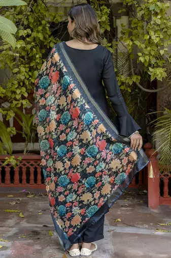 black viscose festive kurta set