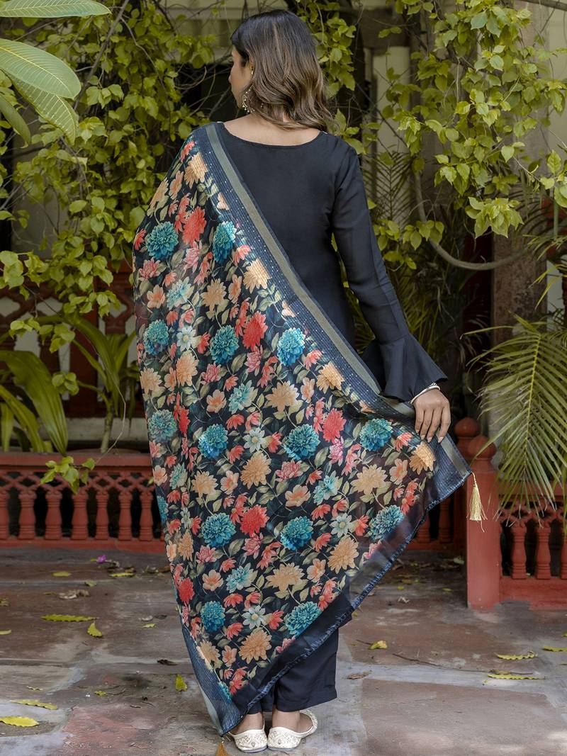 black viscose festive kurta set