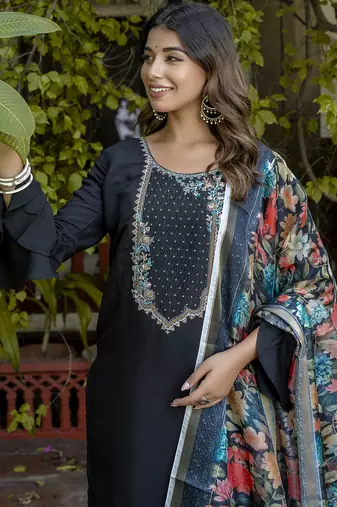 black viscose festive kurta set