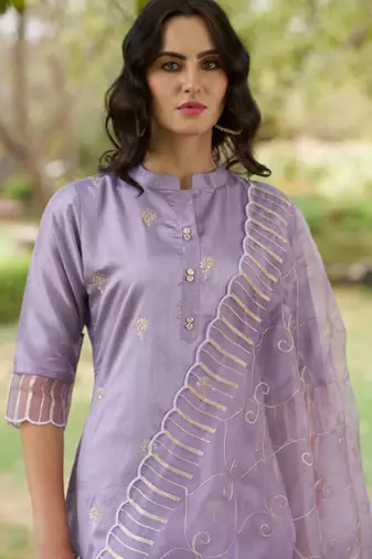 lavender silk blend festive kurta set
