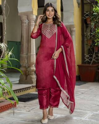 pink silk blend festive kurta set 1