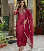 pink silk blend festive kurta set