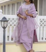 lavender silk blend festive kurta set
