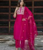 pink silk blend festive kurta set