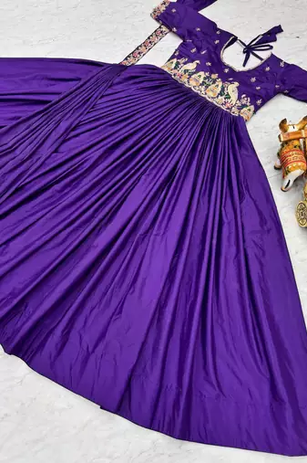 purple crepe festive wear anarkali