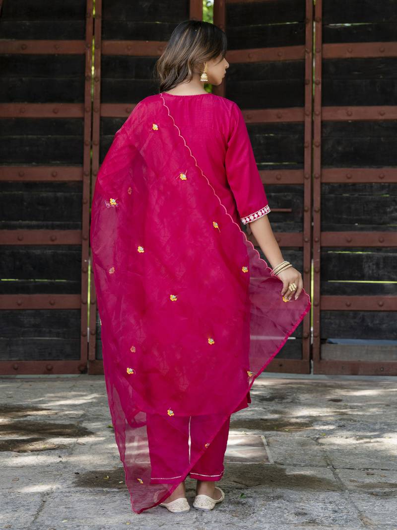 pink silk blend festive kurta set