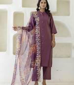 purple shimmer silk festive kurta set