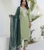 pear silk blend festive kurta set